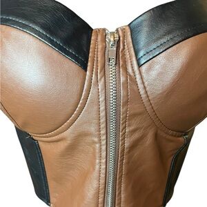 Stylish Brown and Black Leather Women's Corset